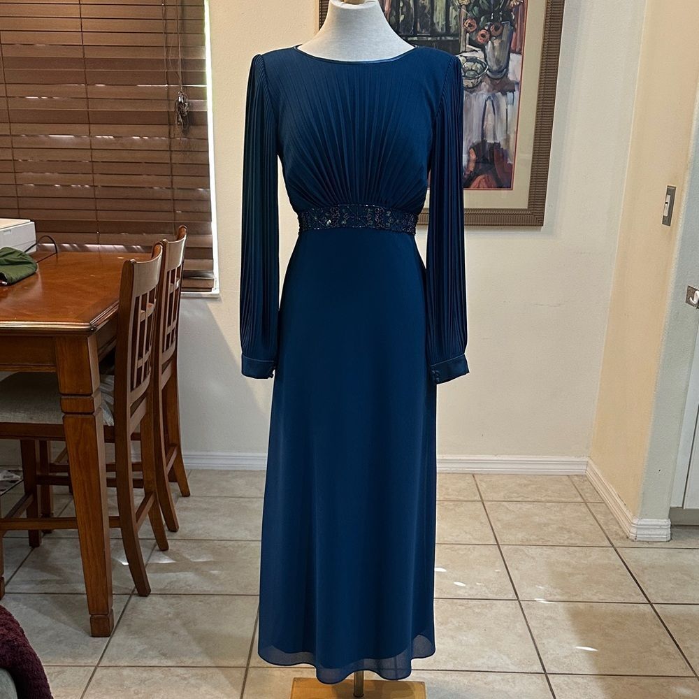 Nello’s of Florida Elegant Pleated Bodice Gown w/ Crystal Waistband Size 6